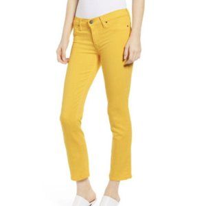 Hudson women's yellow straight slim leg ankle crop stretch NICO cigarette jeans